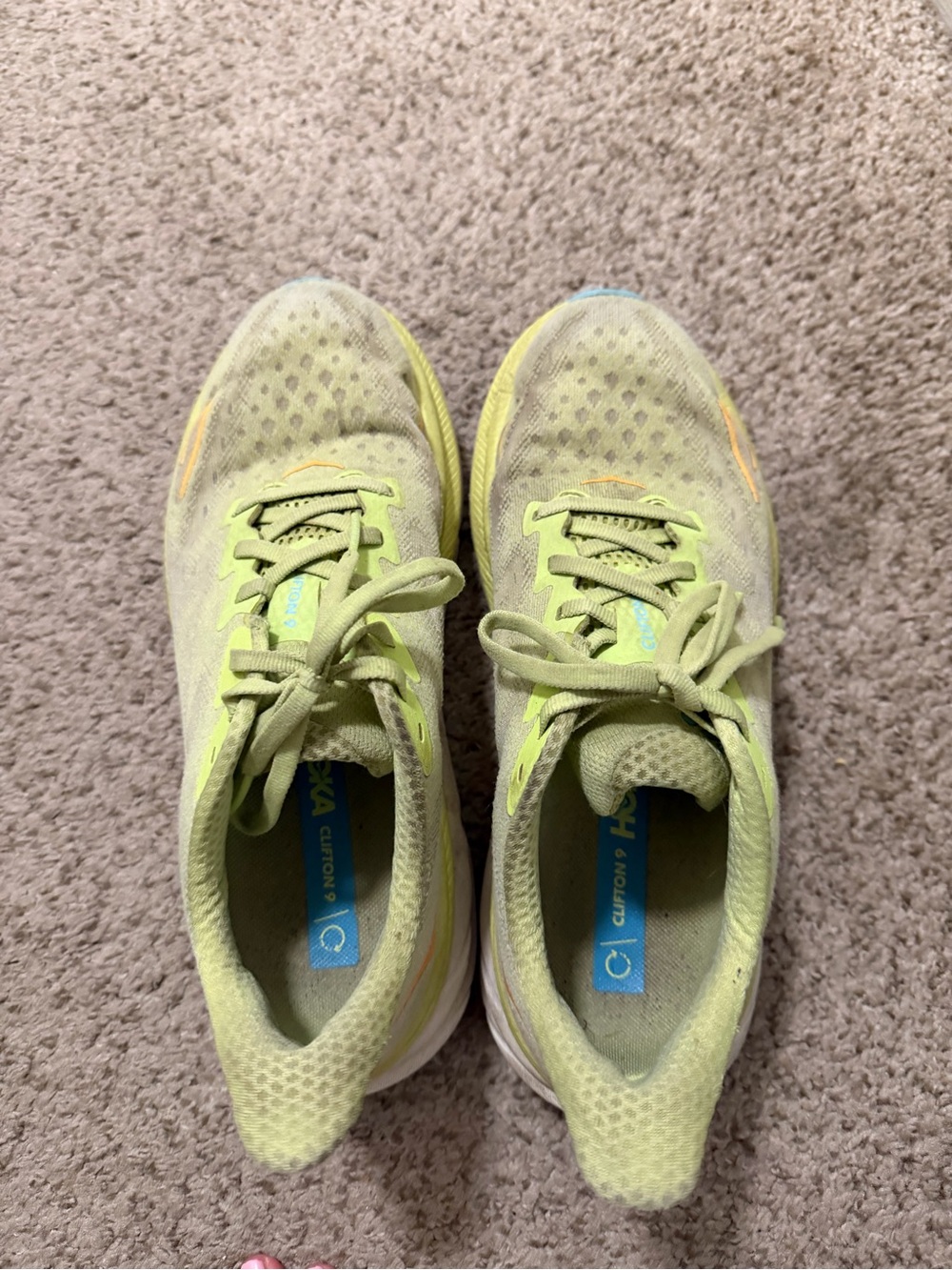 Hoka Clifton 9  Women's Lime Green Running Sneakers